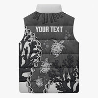 Personalized Black Coral Hawaii Sleeveless Puffer Jacket Ekaha Ku Moana Honu Sea Turtle