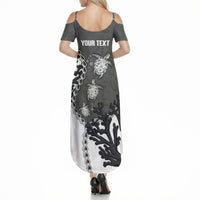 Personalized Black Coral Hawaii Summer Maxi Dress Ekaha Ku Moana Honu Sea Turtle