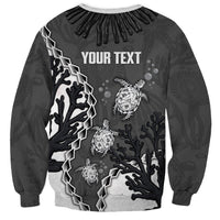 Personalized Black Coral Hawaii Sweatshirt Ekaha Ku Moana Honu Sea Turtle