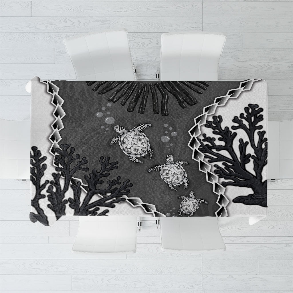 Black Coral Hawaii Tablecloth Ekaha Ku Moana Honu Sea Turtle LT14 Gray - Polynesian Pride