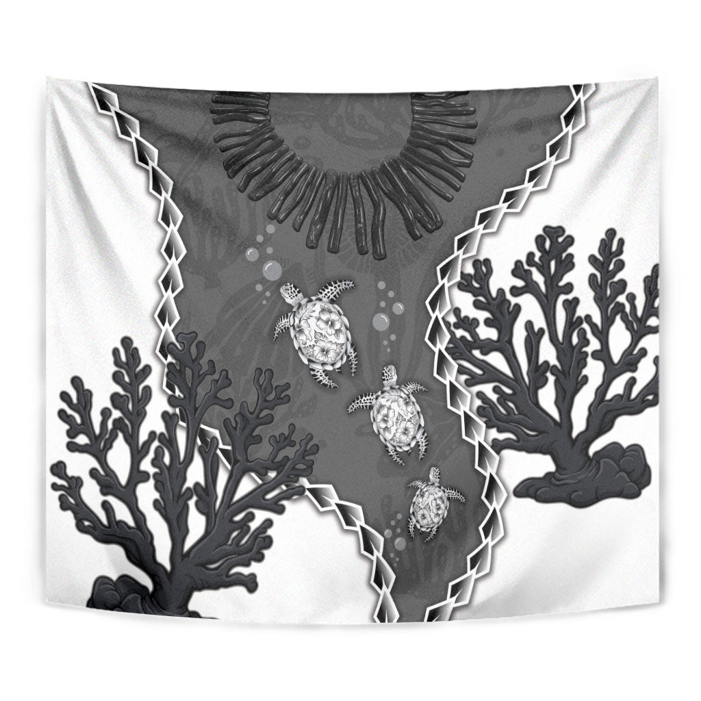 Black Coral Hawaii Tapestry Ekaha Ku Moana Honu Sea Turtle