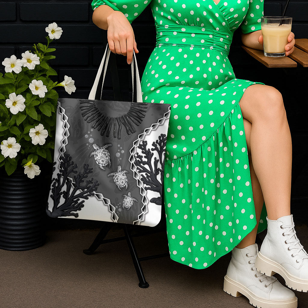 Black Coral Hawaii Tote Bag Ekaha Ku Moana Honu Sea Turtle