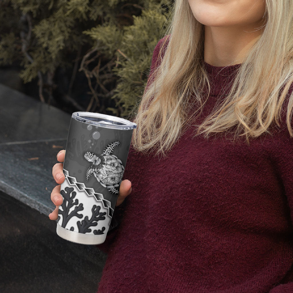 Personalized Black Coral Hawaii Tumbler Cup Ekaha Ku Moana Honu Sea Turtle