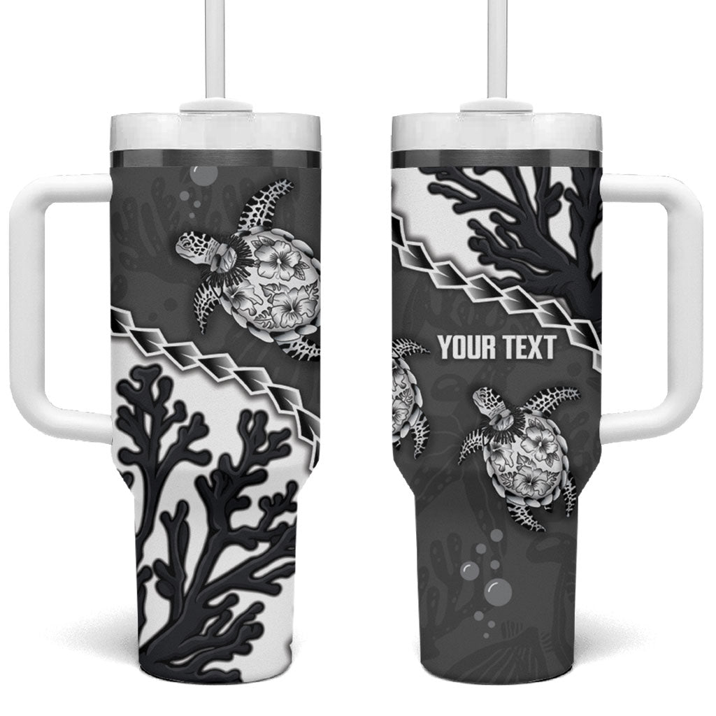 Personalized Black Coral Hawaii Tumbler With Handle Ekaha Ku Moana Honu Sea Turtle