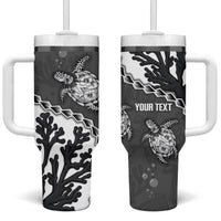 Personalized Black Coral Hawaii Tumbler With Handle Ekaha Ku Moana Honu Sea Turtle