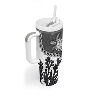 Personalized Black Coral Hawaii Tumbler With Handle Ekaha Ku Moana Honu Sea Turtle