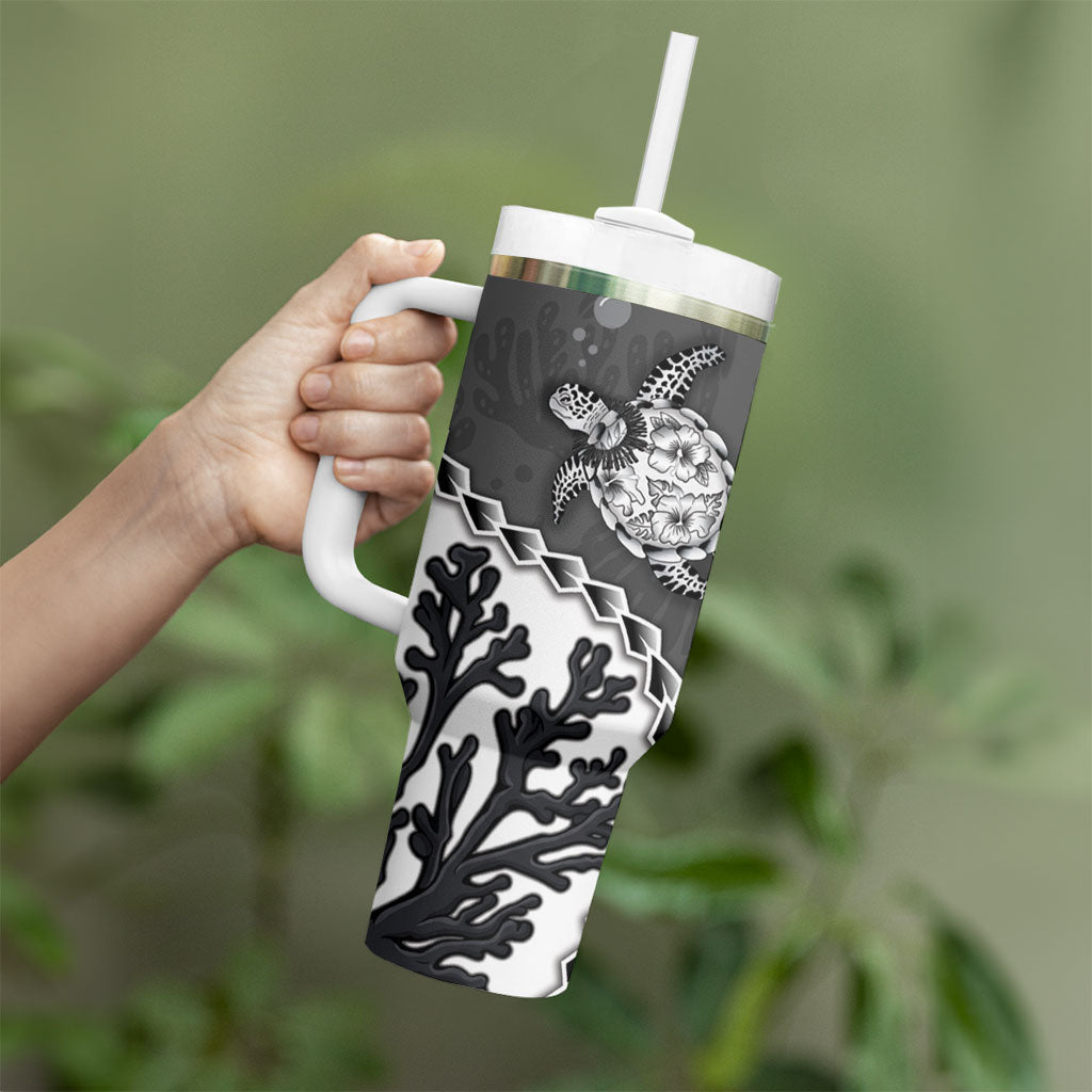 Personalized Black Coral Hawaii Tumbler With Handle Ekaha Ku Moana Honu Sea Turtle
