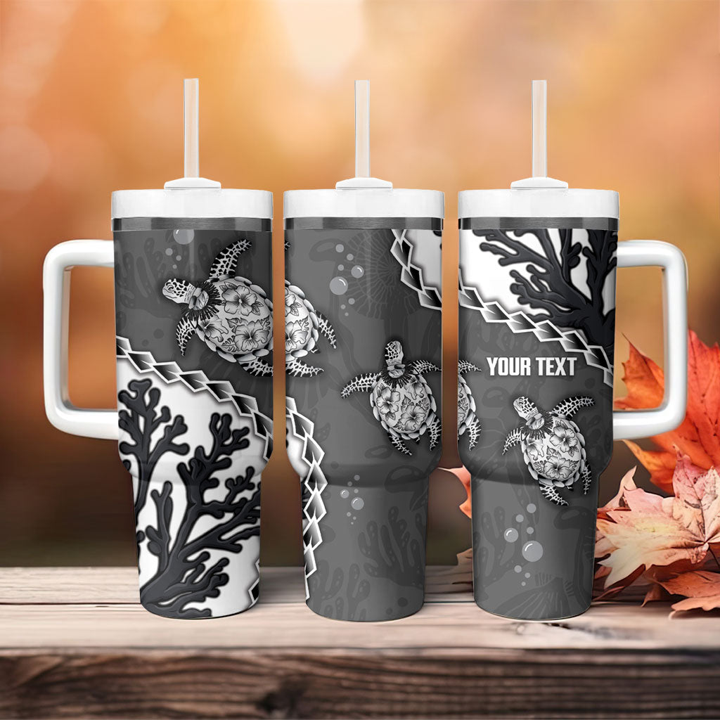 Personalized Black Coral Hawaii Tumbler With Handle Ekaha Ku Moana Honu Sea Turtle