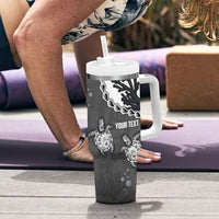 Personalized Black Coral Hawaii Tumbler With Handle Ekaha Ku Moana Honu Sea Turtle