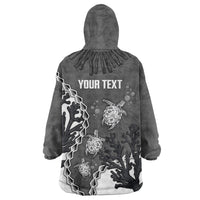 Personalized Black Coral Hawaii Wearable Blanket Hoodie Ekaha Ku Moana Honu Sea Turtle