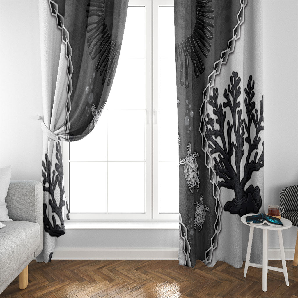 Black Coral Hawaii Window Curtain Ekaha Ku Moana Honu Sea Turtle