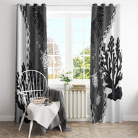 Black Coral Hawaii Window Curtain Ekaha Ku Moana Honu Sea Turtle