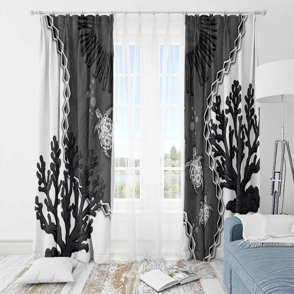 Black Coral Hawaii Window Curtain Ekaha Ku Moana Honu Sea Turtle