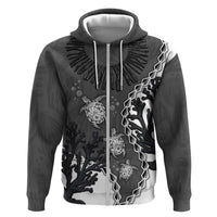 Personalized Black Coral Hawaii Zip Hoodie Ekaha Ku Moana Honu Sea Turtle