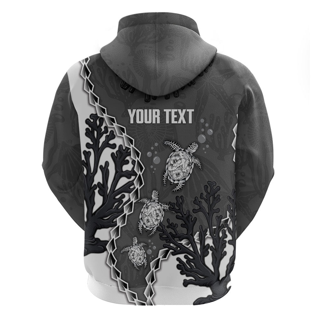 Personalized Black Coral Hawaii Zip Hoodie Ekaha Ku Moana Honu Sea Turtle