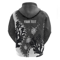 Personalized Black Coral Hawaii Zip Hoodie Ekaha Ku Moana Honu Sea Turtle