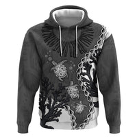 Personalized Black Coral Hawaii Zip Hoodie Ekaha Ku Moana Honu Sea Turtle