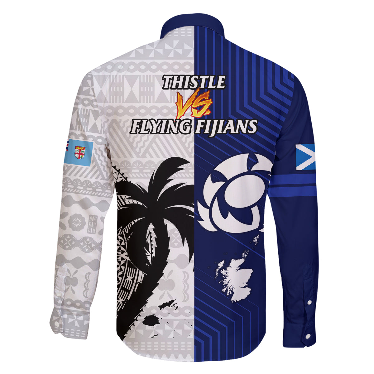 Fiji And Scotland Rugby Family Matching Tank Maxi Dress and Hawaiian Shirt Fijian Tapa Pattern With Thistle LT14 - Polynesian Pride