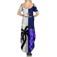 Fiji And Scotland Rugby Summer Maxi Dress Fijian Tapa Pattern With Thistle LT14 - Polynesian Pride