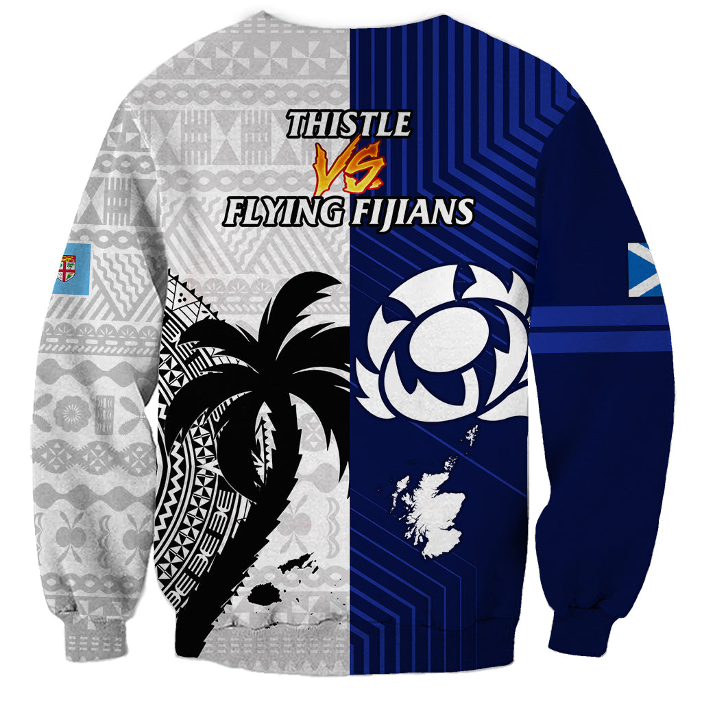 Fiji And Scotland Rugby Sweatshirt Fijian Tapa Pattern With Thistle LT14 - Polynesian Pride