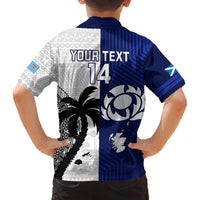 Custom Fiji And Scotland Rugby Family Matching Long Sleeve Bodycon Dress and Hawaiian Shirt Fijian Tapa Pattern With Thistle LT14 - Polynesian Pride