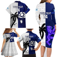 Custom Fiji And Scotland Rugby Family Matching Long Sleeve Bodycon Dress and Hawaiian Shirt Fijian Tapa Pattern With Thistle LT14 - Polynesian Pride