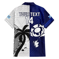 Custom Fiji And Scotland Rugby Family Matching Long Sleeve Bodycon Dress and Hawaiian Shirt Fijian Tapa Pattern With Thistle LT14 - Polynesian Pride