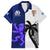 Custom Fiji And Scotland Rugby Family Matching Off Shoulder Maxi Dress and Hawaiian Shirt Fijian Tapa Pattern With Thistle LT14 Dad's Shirt - Short Sleeve Blue - Polynesian Pride