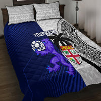 Custom Fiji And Scotland Rugby Quilt Bed Set Fijian Tapa Pattern With Thistle LT14 - Polynesian Pride