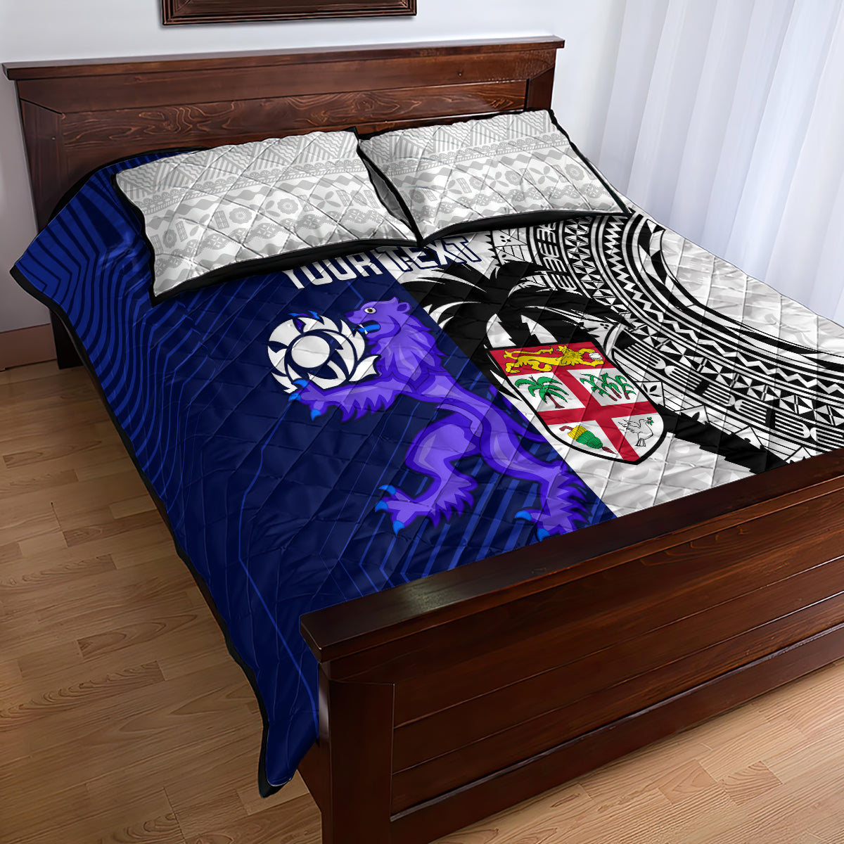 Custom Fiji And Scotland Rugby Quilt Bed Set Fijian Tapa Pattern With Thistle LT14 - Polynesian Pride