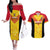 Custom Papua New Guinea Rubgby Couples Matching Off The Shoulder Long Sleeve Dress and Hawaiian Shirt Pacific 2023 Go PNG Kumuls LT14 Yellow - Polynesian Pride