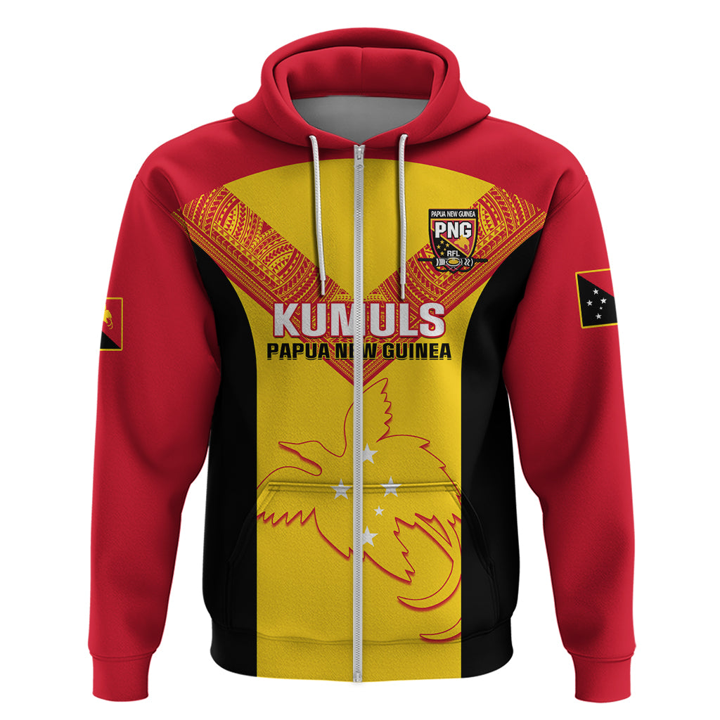 Custom Papua New Guinea Rubgby Hoodie Pacific 2023 Go PNG Kumuls LT14 Zip Hoodie Yellow - Polynesian Pride