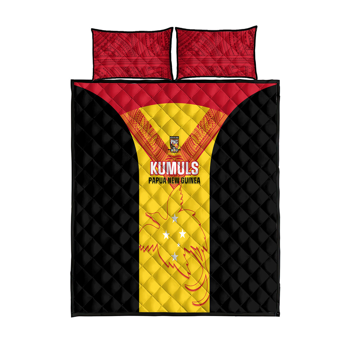 Papua New Guinea Rubgby Quilt Bed Set Pacific 2023 Go PNG Kumuls LT14 Yellow - Polynesian Pride