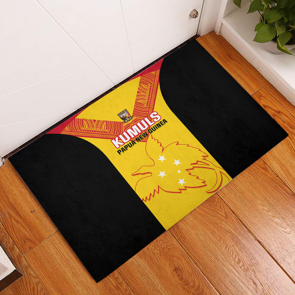Papua New Guinea Rubgby Rubber Doormat Pacific 2023 Go PNG Kumuls LT14 Yellow - Polynesian Pride