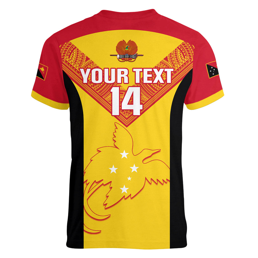 Custom Papua New Guinea Rubgby Women V Neck T Shirt Pacific 2023 Go PNG Kumuls LT14 - Polynesian Pride