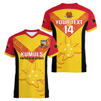 Custom Papua New Guinea Rubgby Women V Neck T Shirt Pacific 2023 Go PNG Kumuls LT14 - Polynesian Pride