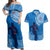 Custom Samoa Rugby Couples Matching Off Shoulder Maxi Dress and Hawaiian Shirt Pacific 2023 Go Toa Samoa LT14 Blue - Polynesian Pride