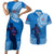 Custom Samoa Rugby Couples Matching Short Sleeve Bodycon Dress and Hawaiian Shirt Pacific 2023 Go Toa Samoa LT14 Blue - Polynesian Pride