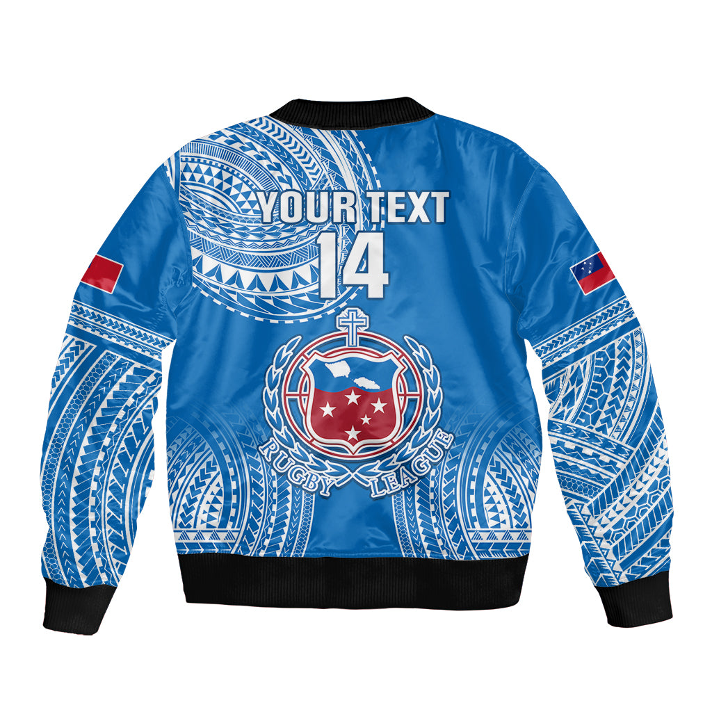 Custom Samoa Rugby Sleeve Zip Bomber Jacket Pacific 2023 Go Toa Samoa LT14 - Polynesian Pride