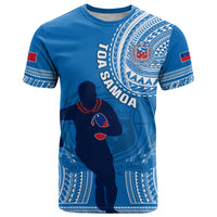 Custom Samoa Rugby T Shirt Pacific 2023 Go Toa Samoa LT14 Blue - Polynesian Pride