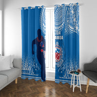 Samoa Rugby Window Curtain Pacific 2023 Go Toa Samoa LT14 With Grommets Blue - Polynesian Pride