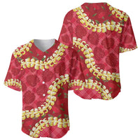 Red Palaka Hawaii Mele Kalikimaka Baseball Jersey Ohia Lehua Monstera Puakenikeni Lei LT14 - Polynesian Pride