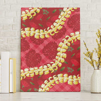 Red Palaka Hawaii Mele Kalikimaka Canvas Wall Art Ohia Lehua Monstera Puakenikeni Lei LT14 Without Frame Red - Polynesian Pride
