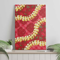 Red Palaka Hawaii Mele Kalikimaka Canvas Wall Art Ohia Lehua Monstera Puakenikeni Lei LT14 - Polynesian Pride