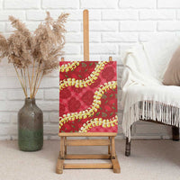 Red Palaka Hawaii Mele Kalikimaka Canvas Wall Art Ohia Lehua Monstera Puakenikeni Lei LT14 - Polynesian Pride