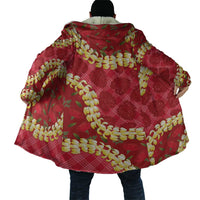 Red Palaka Hawaii Mele Kalikimaka Cloak Ohia Lehua Monstera Puakenikeni Lei - Polynesian Pride