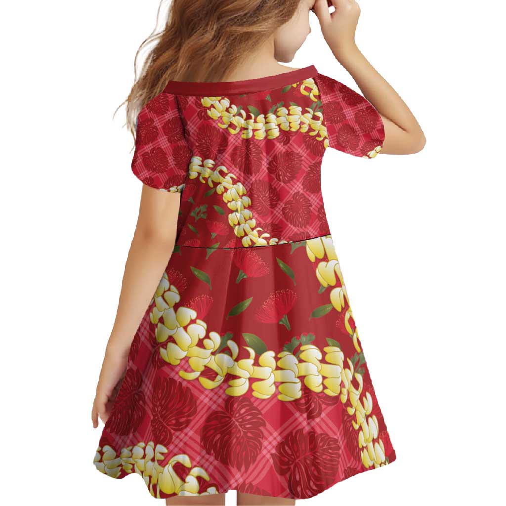 Red Palaka Hawaii Mele Kalikimaka Family Matching Summer Maxi Dress and Hawaiian Shirt Ohia Lehua Monstera Puakenikeni Lei - Polynesian Pride