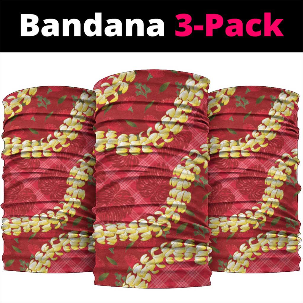Red Palaka Hawaii Mele Kalikimaka Neck Gaiter Ohia Lehua Monstera Puakenikeni Lei LT14 package One Size: 25*50cm Red - Polynesian Pride