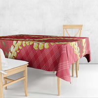 Red Palaka Hawaii Mele Kalikimaka Tablecloth Ohia Lehua Monstera Puakenikeni Lei LT14 - Polynesian Pride