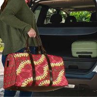 Red Palaka Hawaii Mele Kalikimaka Travel Bag Ohia Lehua Monstera Puakenikeni Lei - Polynesian Pride